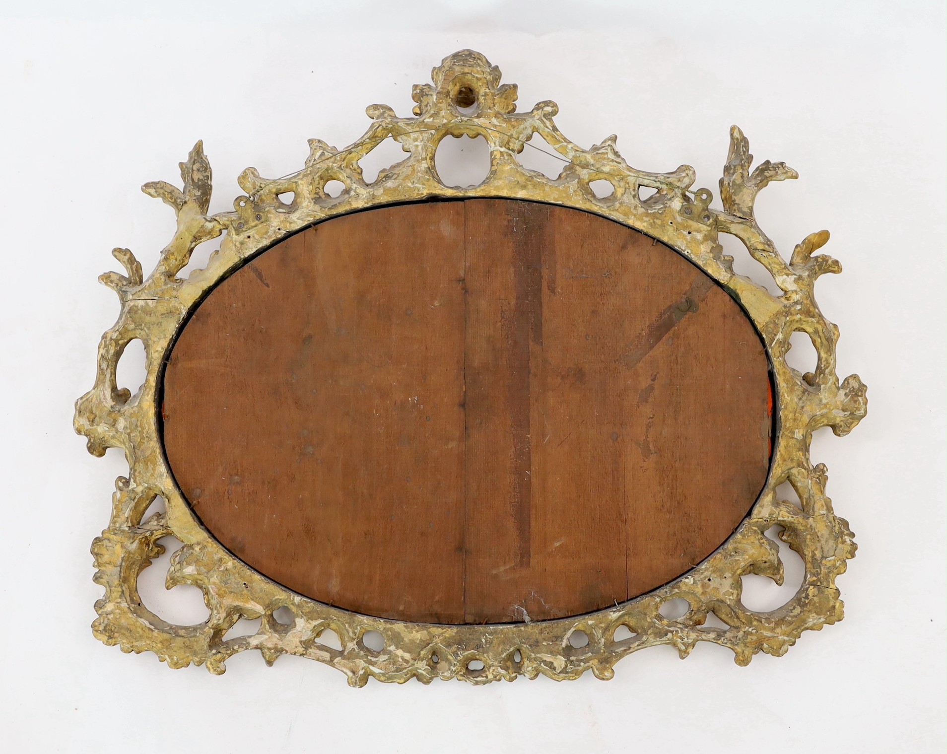 A George III carved giltwood landscape wall mirror, width 72cm height 59cm